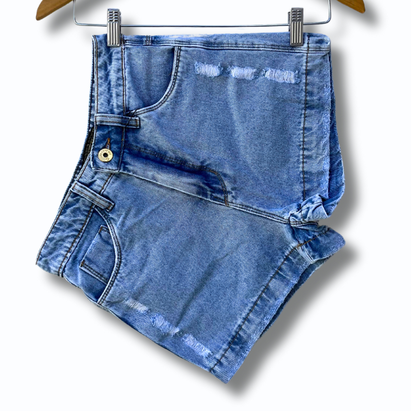 Short jeans navalhado cintura alta premium em Oferta na Shopee