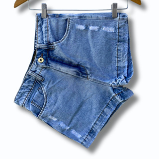 Short jeans navalhado cintura alta premium em Oferta na Shopee