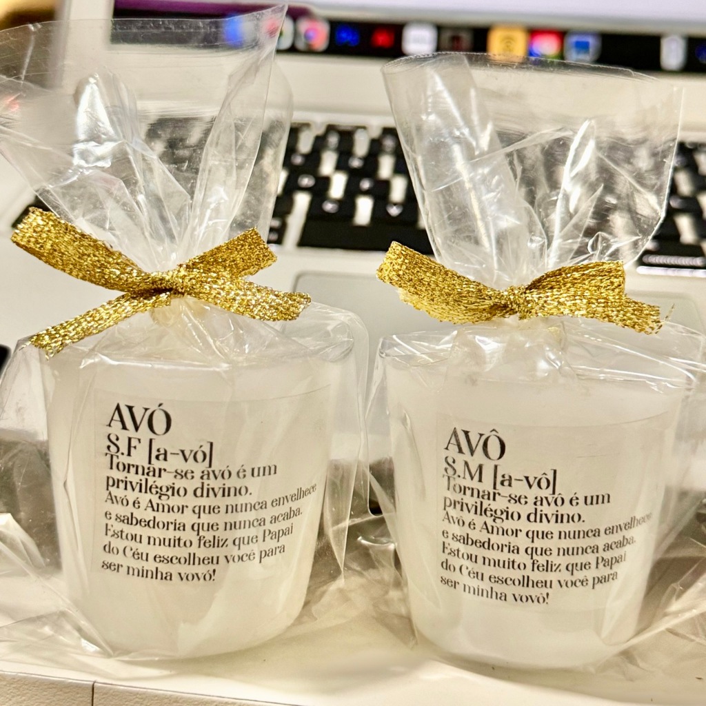 2 Velas Perfumadas AVÓ e AVÔ / Batizado / Batismo / Lembrancinha (4cm de altura e 5cm de diâmetro)