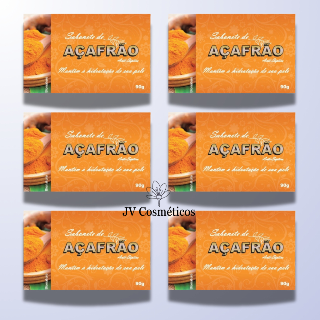 6 UN Sabonete Barra de Açafrão 90g - Bionature em Oferta na Shopee