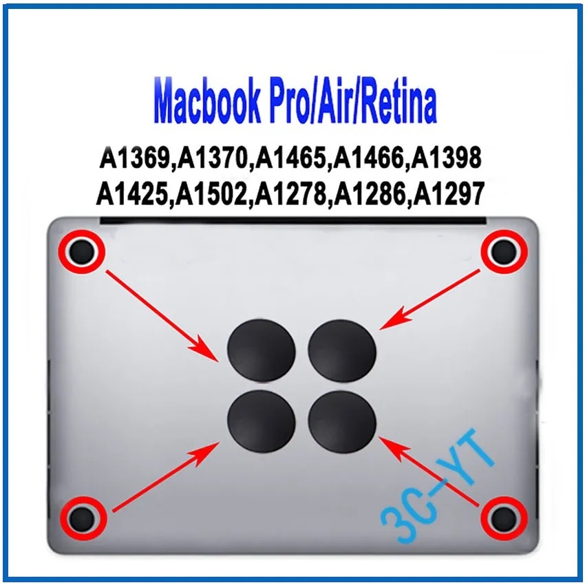 Kit 04 borracha para pé Macbook  13 14 15 - ( A1425 A1502 A1398 )- ( A1278 A1297 A1286 )