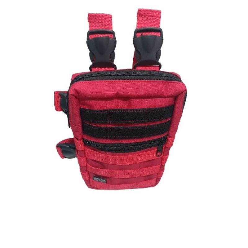 Bornal de Perna Tático Kit APH Vermelho Bombeiro Civil Equipamentos 25cmx18cm
