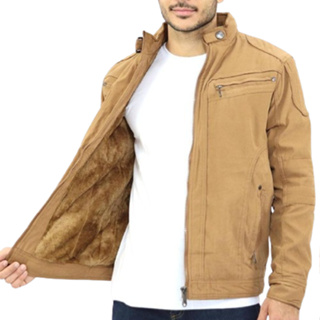 jaqueta masculina de sarja toda forrada por dentro com capus removível em Oferta na Shopee