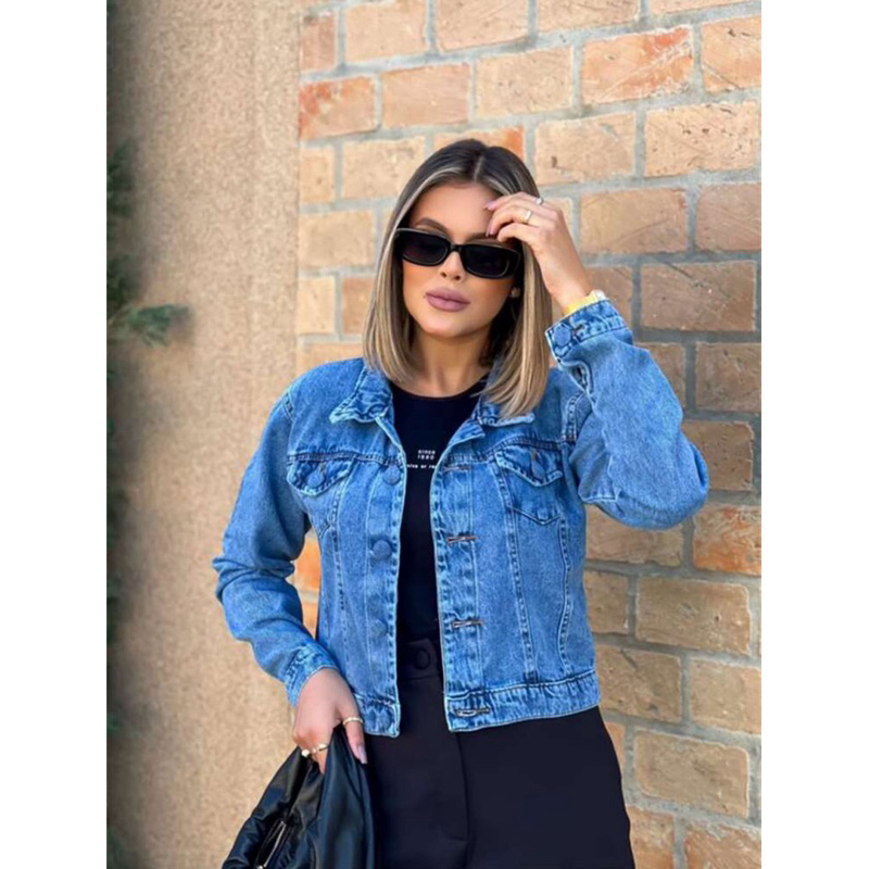 Jaqueta jeans destroyed botão forrado  jaqueta  jaqueta021 em Oferta na Shopee