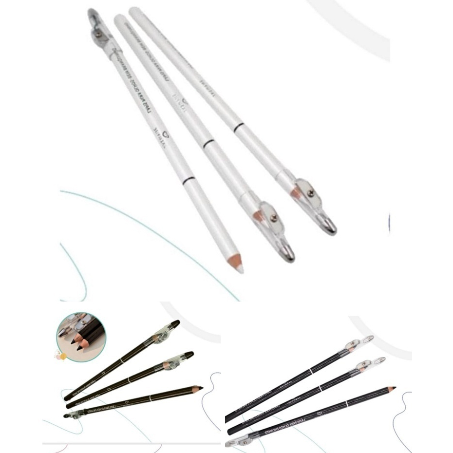 kit com 3 Jasmyne Lápis Delineador Para Olhos Com Apontador Preto, Marrom & Branco JS05003-W/JS20002-B/JS20002-M