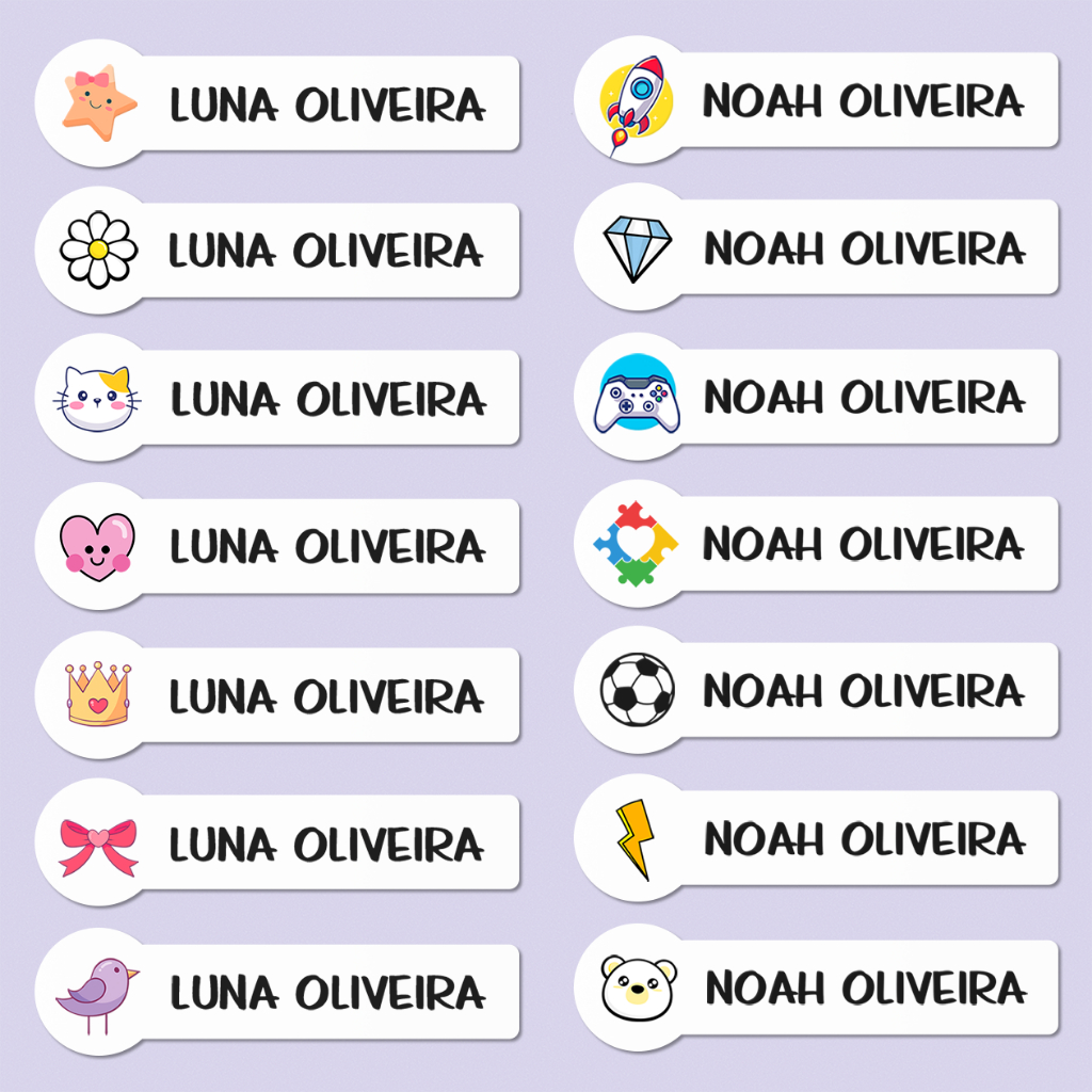 100 Etiquetas Adesivas Escolares à Prova D'Água Personalizas com Nome em Vinil para Materiais Escolares Bebês e Crianças em Oferta na Shopee