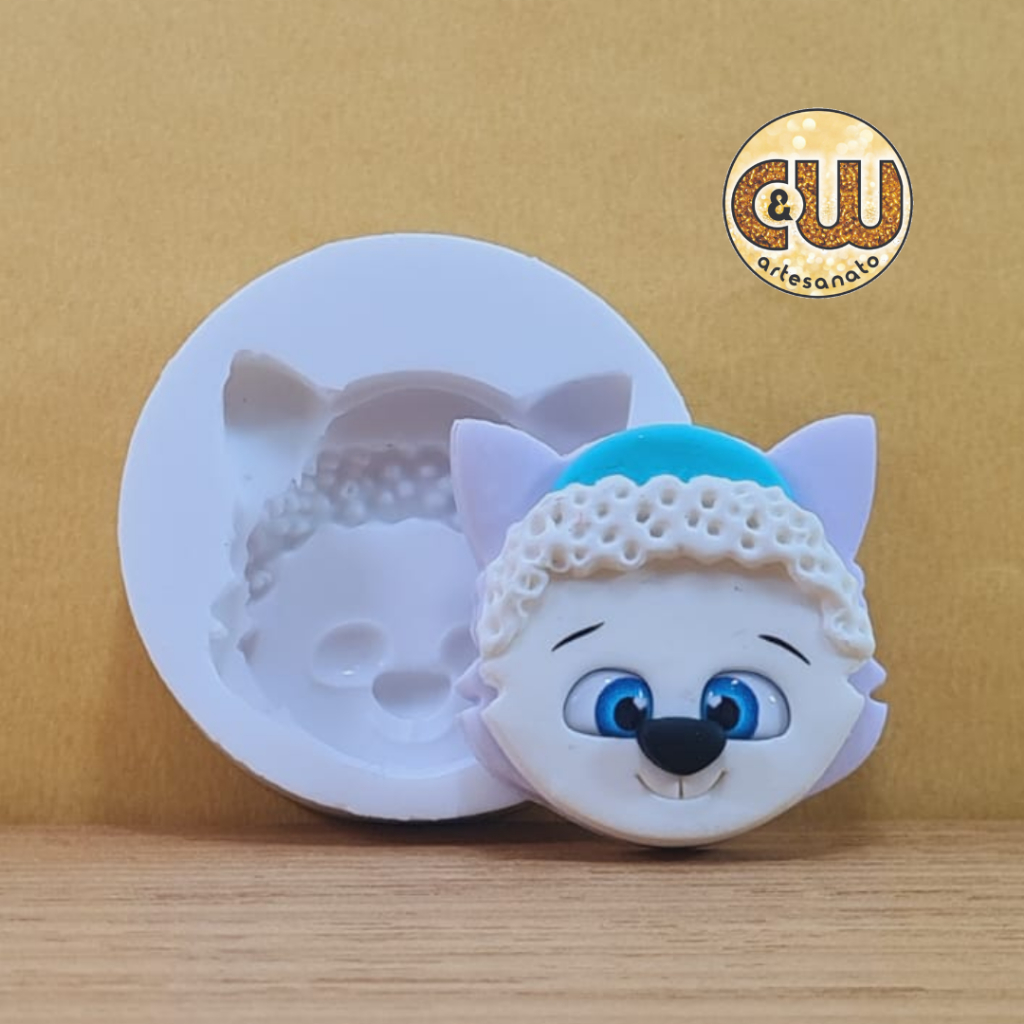 Molde Silicone Rosto Everest - Patrulha Canina  - Decoração, Confeitaria e Artesanato – Biscuit - Festa