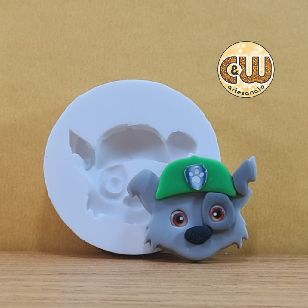 Molde Silicone Rosto Rocky - Patrulha Canina - Decoração, Confeitaria e Artesanato – Biscuit - Festa