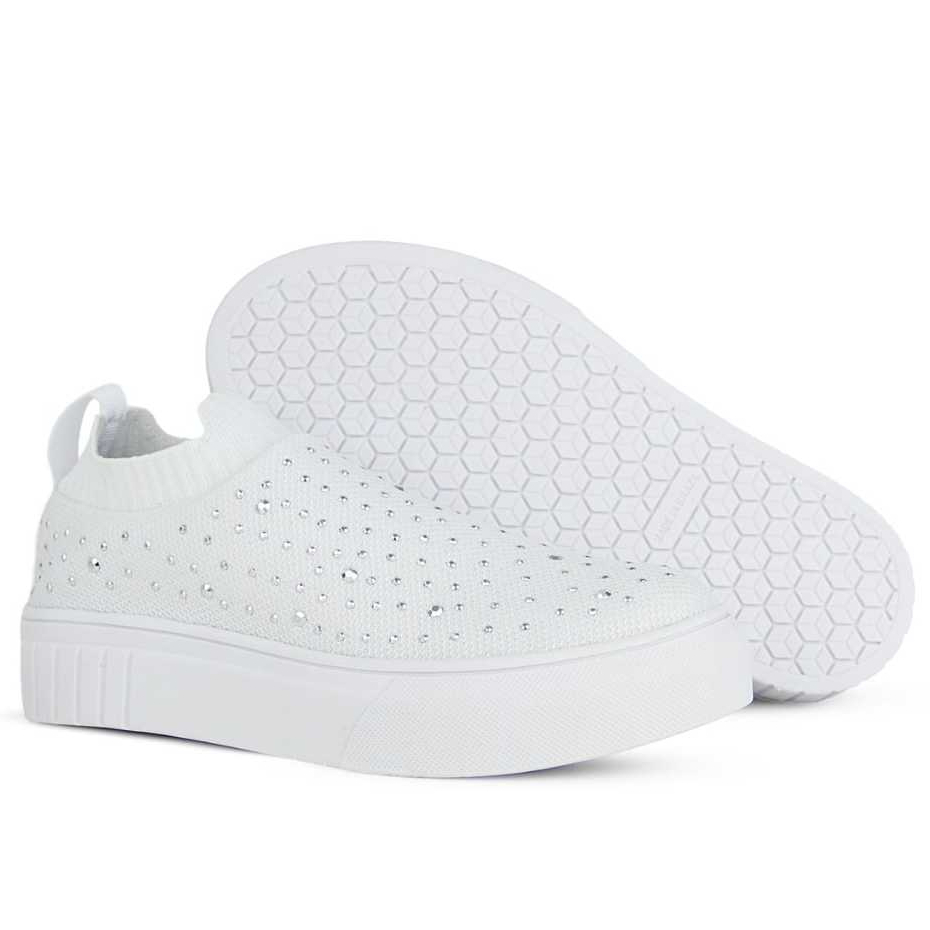 Tenis Meia Casual Feminino com strass tenis feminino meia branco casual com strass Tênis calca facil