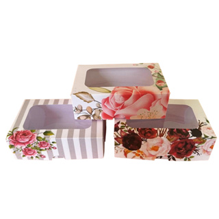 10 Caixas para 6 Doces Embalagem Tema Floral Flores (Acetato no Visor) em Oferta na Shopee