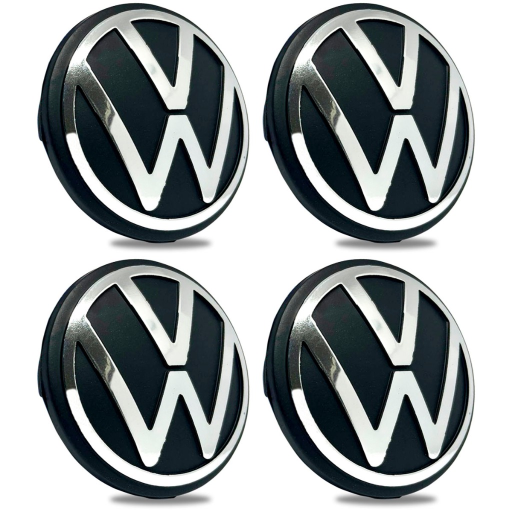 Jogo Calota Calotinha Centro Roda Jetta Passat Tiguan Golf Fusca Amarok Logo Novo 65mm