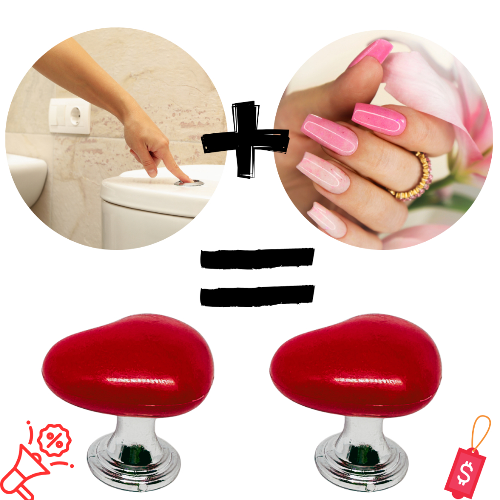 Kit 02 Botão Vermelho Descarga Caixa Acoplada Vaso Sanitário Pressão Tampa Decoração Formato Coração Autocolante Adesivo