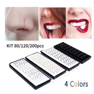 kit Com 200 Piercing de Nariz Cristal Reto lindo  aço inox  Atacado  Fashion Top em Oferta na Shopee