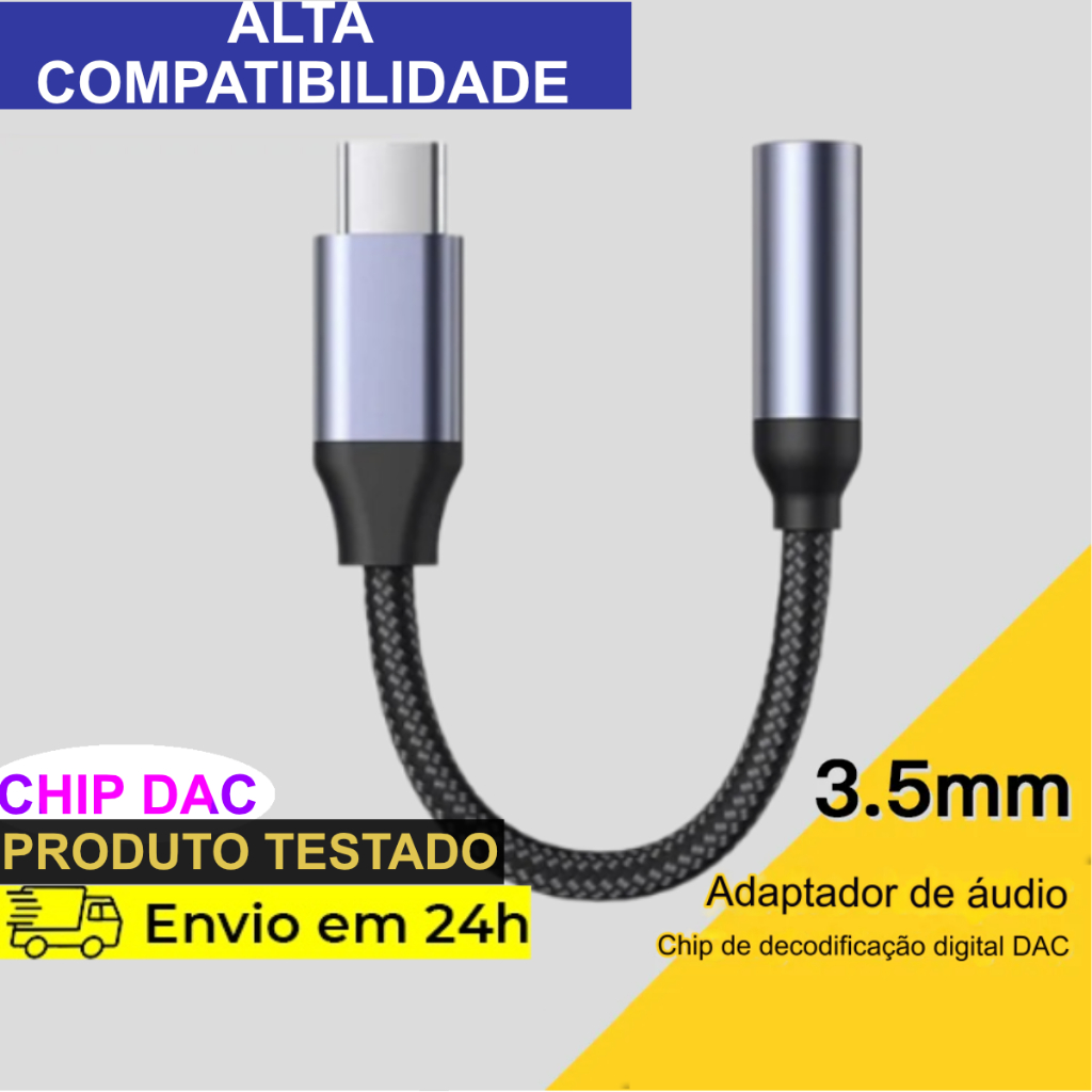 Cabo Adaptador Tipo C Usb-c Para Fone Ouvido P2 P3 3.5mm