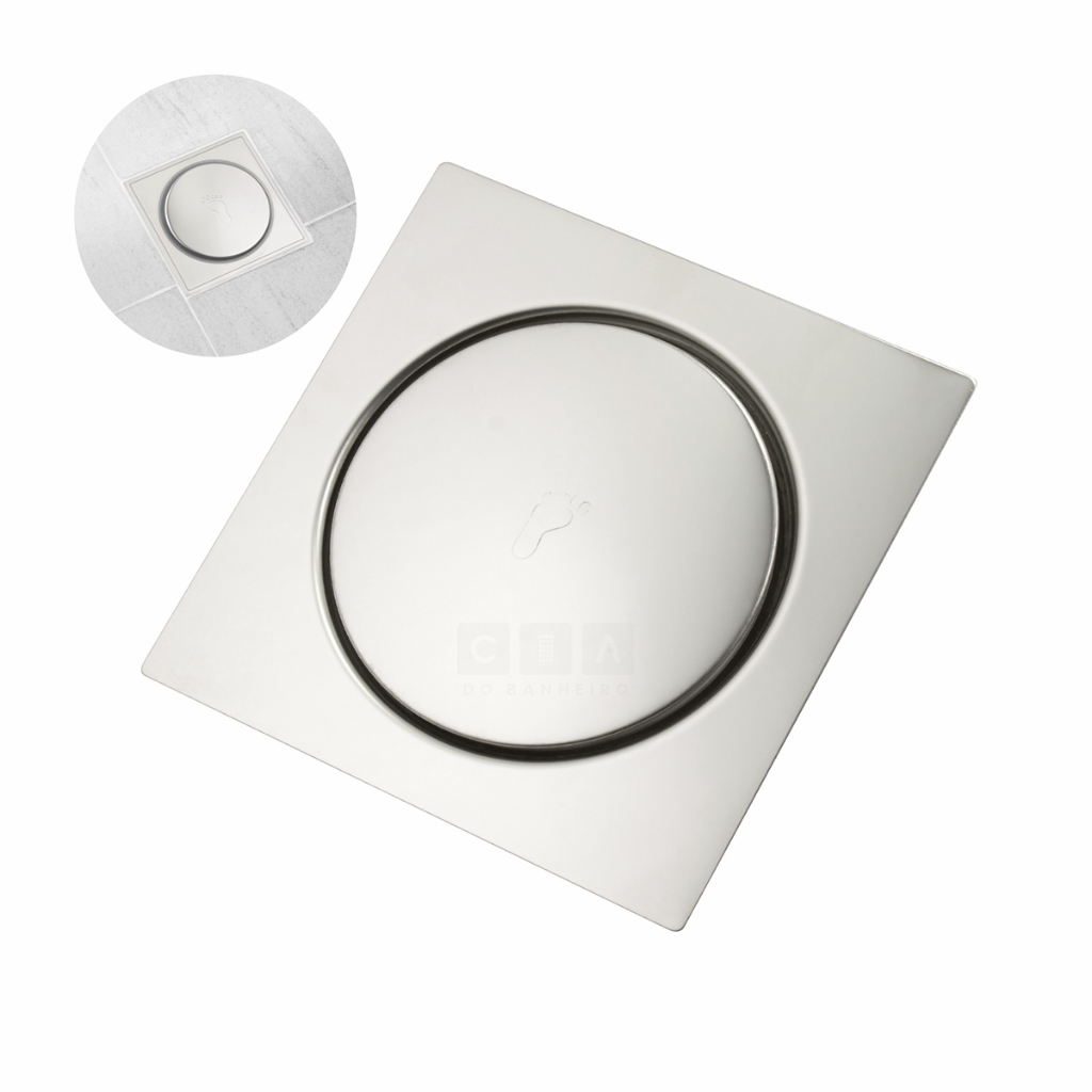 Ralo Click Inteligente Anti Odor e Anti Inseto 15x15 Inox Para Banheiro Lavabo Ralo Inteligente