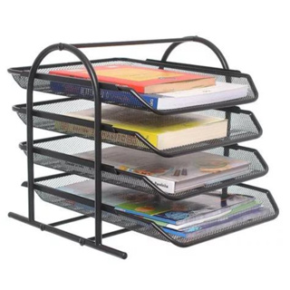 Organizador De Documentos De Mesa Escritório Metal 3/4 Andares Papel A4 em Oferta na Shopee