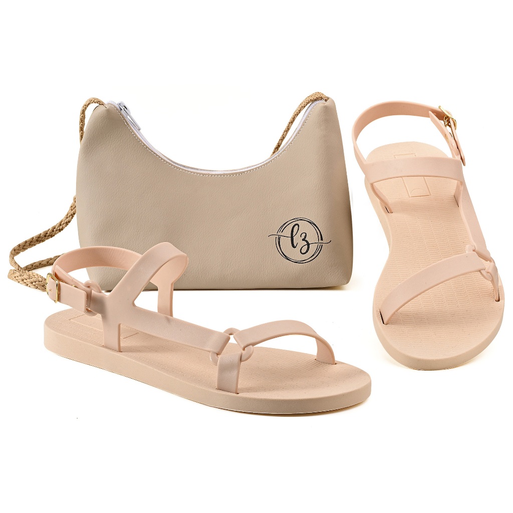 SANDALIA FEMININA RASTEIRINHA CONFORTAVEL LEVE COM BOLSA DE CORDA