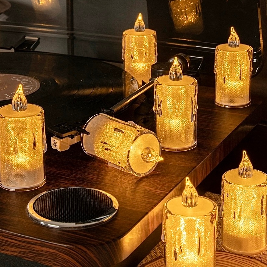 Kit 6 a 24 Luminária Vela De Led de Acrílico Luz Eletrônica 8cm Decorativa Para Festa Casamento