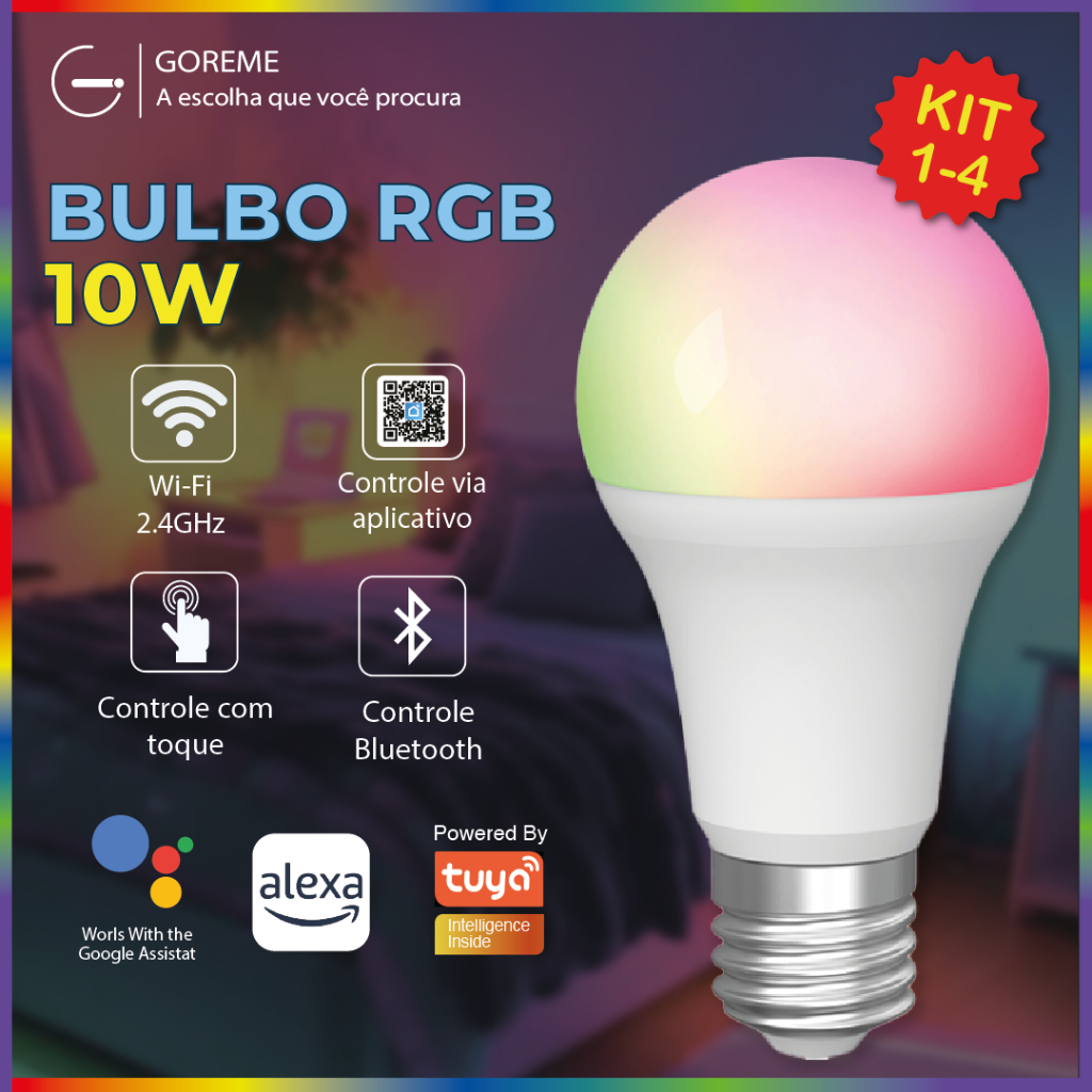 Lâmpada Inteligente RGB Smart Life Tuya Para Alexa E Google Assistat 10W - Home & Living