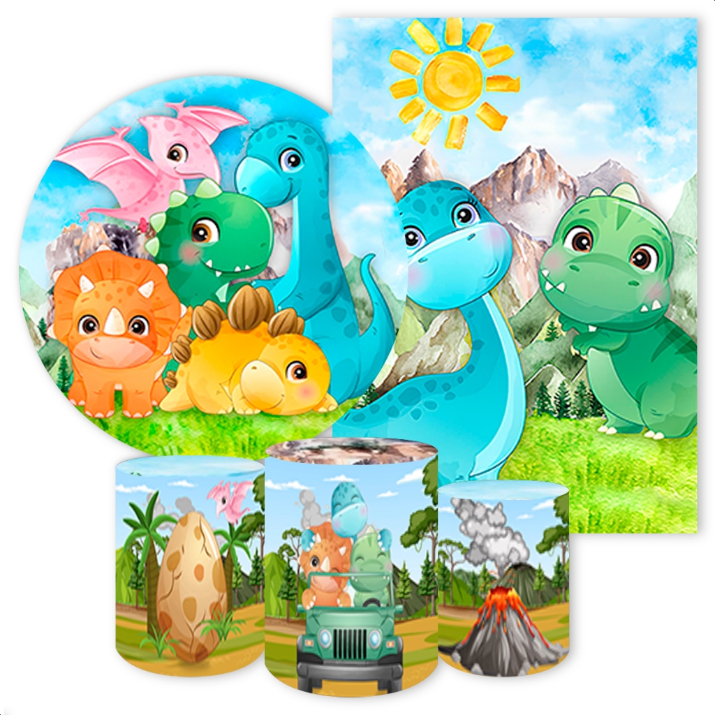 Kit 5 pecas Capas para Painéis e cilindros Sublimados Dino Baby