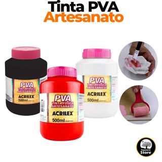 Tinta PVA Cores Fosca Para Artesanato 500 ml Acrilex | Branca - Preta - Vermelho em Oferta na Shopee