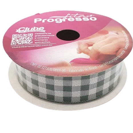 Fita Cetim "Xadrez Caipira Verde" - Cor 217 - 22mm x 10m - 1 unidade - Fitas Progresso - Rizzo em Oferta na Shopee