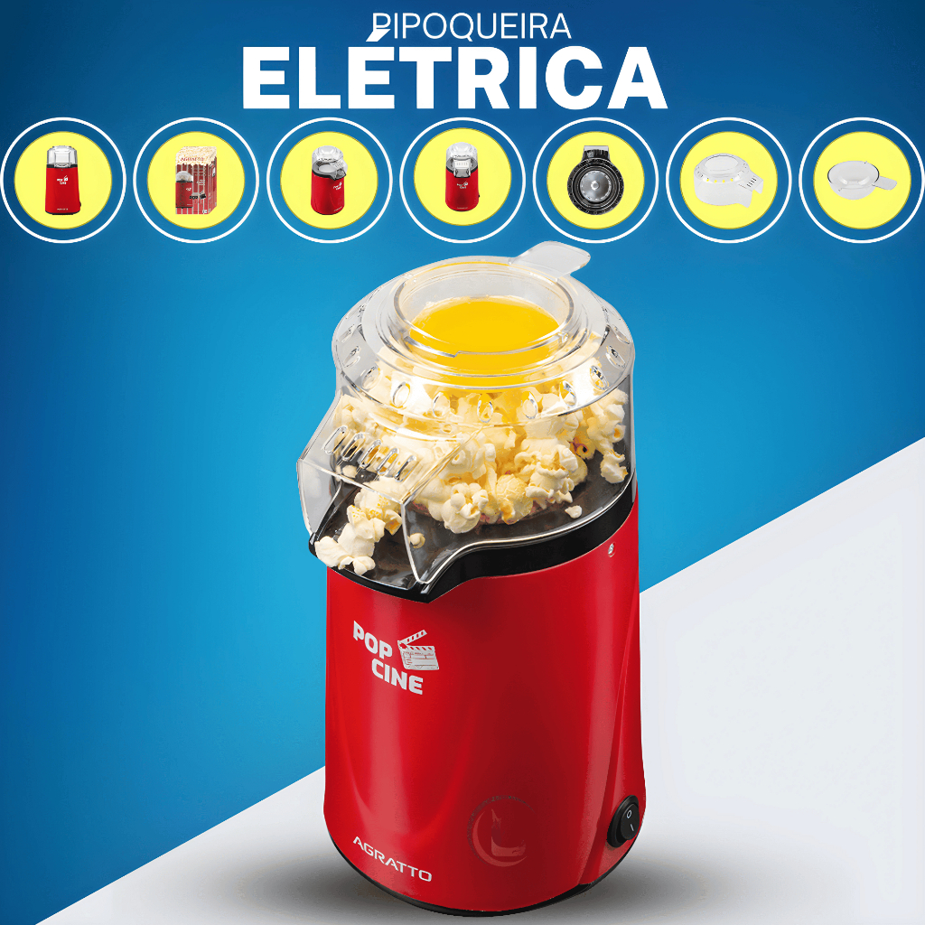 Pipoqueira elétrica Agratto Pop Cine ar quente vermelho 1200W 127v e 220V