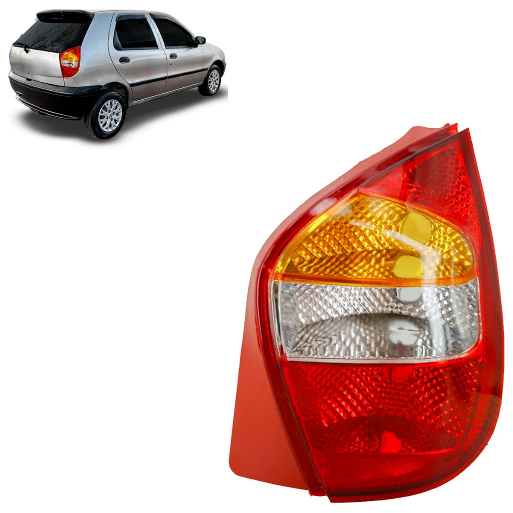 Lanterna Traseira Palio 2001 2002 2003 2004 Tricolor Carcaça Vermelha Lente Lisa