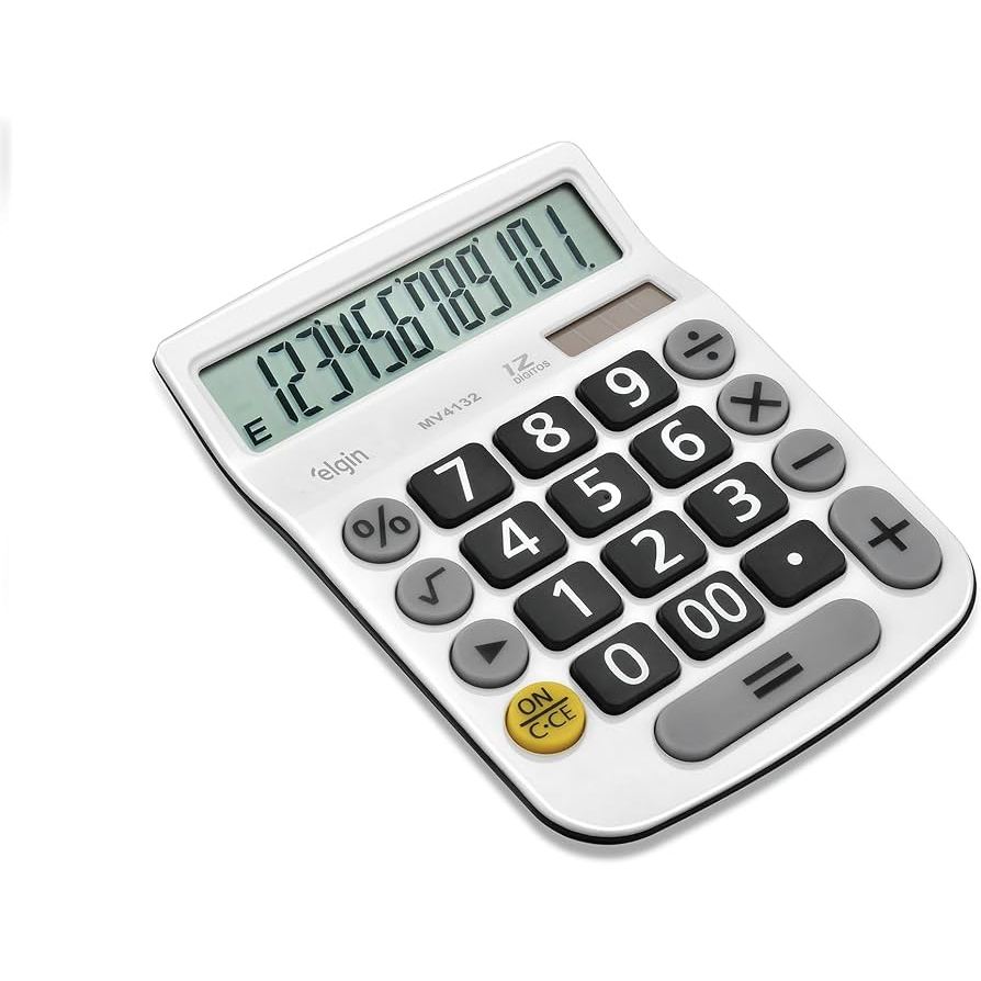 Calculadora De Mesa Escritório 12 Dígitos Solar MV 4132 Branca Elgin em Oferta na Shopee