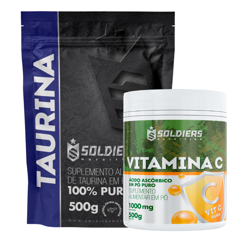 Kit: Taurina 500g + Vitamina C 500g Soldiers Nutrition Aminoácido Recuperação em Oferta na Shopee