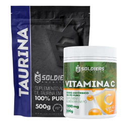 Kit: Taurina 500g + Vitamina C 500g Soldiers Nutrition Aminoácido Recuperação