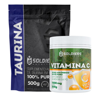 Kit: Taurina 500g + Vitamina C Em Pó 500g - 100% Pura Importada - Soldiers Nutrition