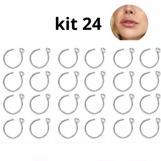 kit 24 Piercing Fake Argola Septo nasal falso aço inox em Oferta na Shopee