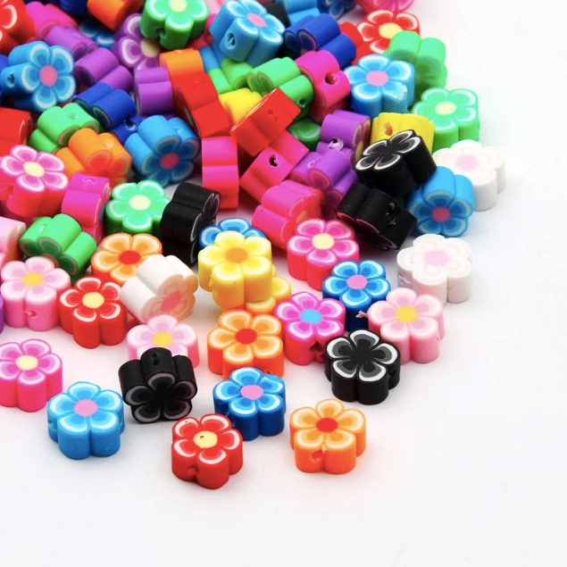 Até 100 peças Florzinha Pvc Entremeio Miçanga Infantil Emborrachado 10MM Passante