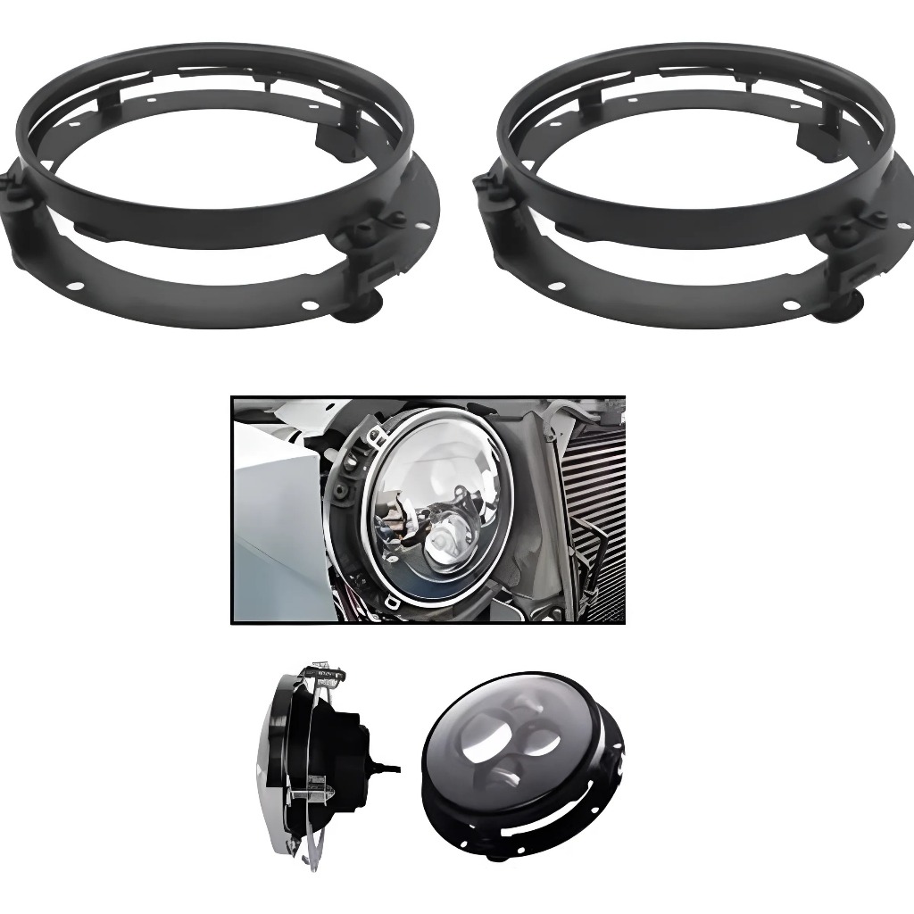 Par Aro Suporte Fusca Kombi Adaptador Farol Led 7 Polegadas
