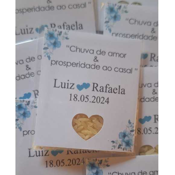 Chuva de arroz aos noivos. Embalagem pré montada. Para seu casamento mais lindo, para abençoar os noivos. Papelaria Personalizada