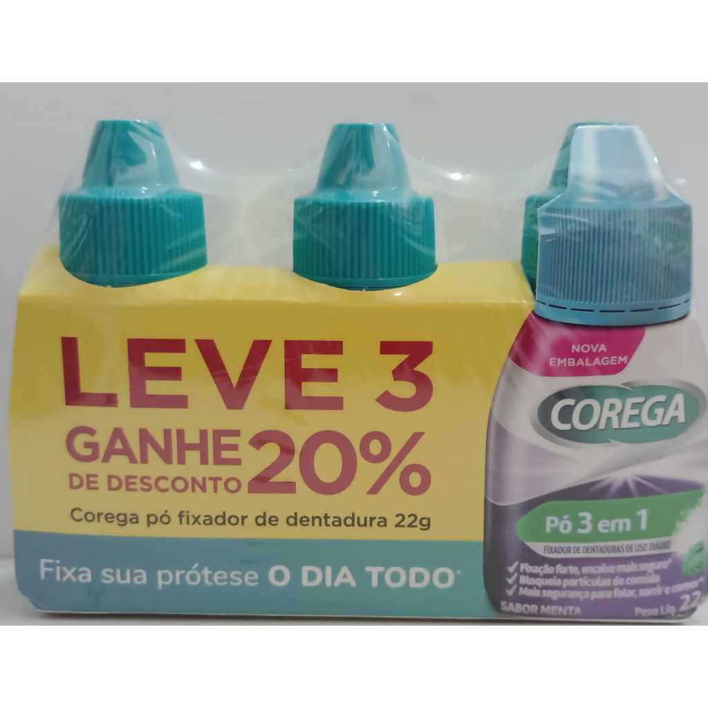 kit corega em pó com 3