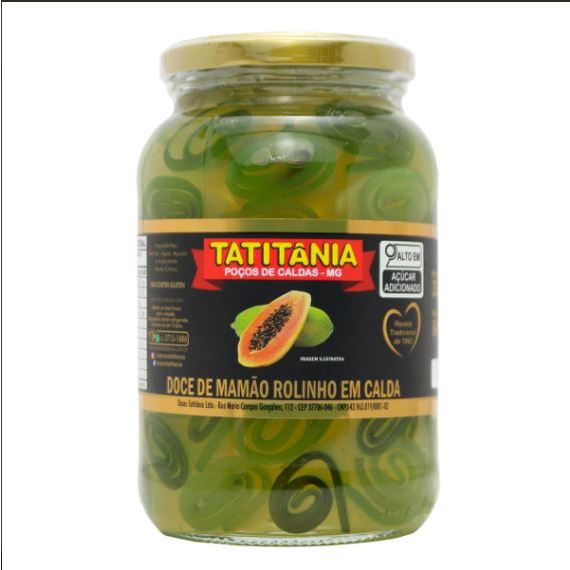 Doce de Mamão Rolinho Tatitania vidro de 640g