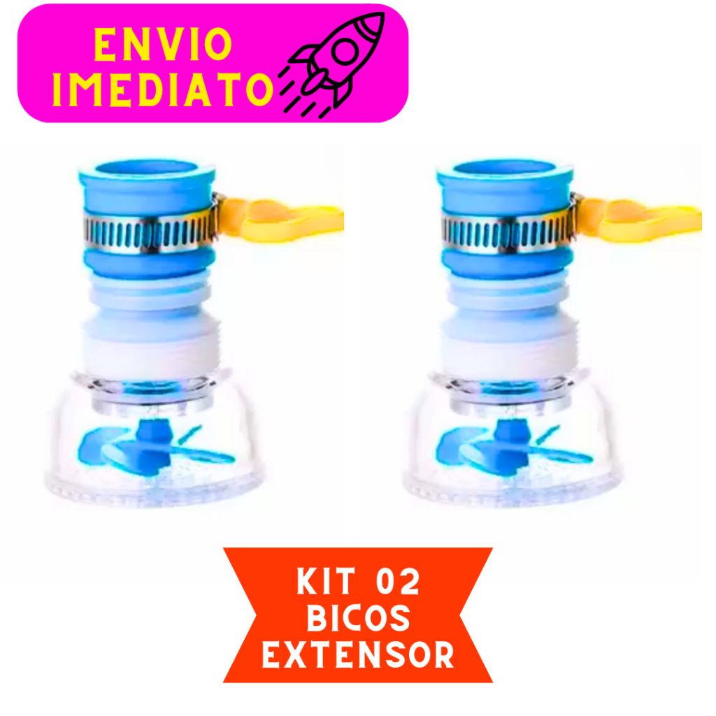 Kit 2 Torneira Bico Extensor Flexível De Pia Adaptador Chuveirinho 360º Chuveirinho Economiza Agua