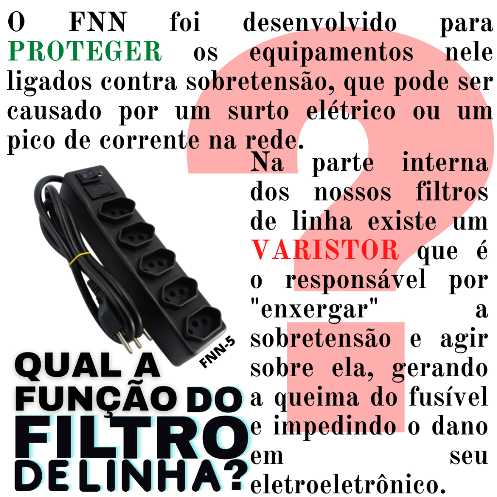 FILTRO DE LINHA 5TOMADAS NORMATIZADO FNN-5