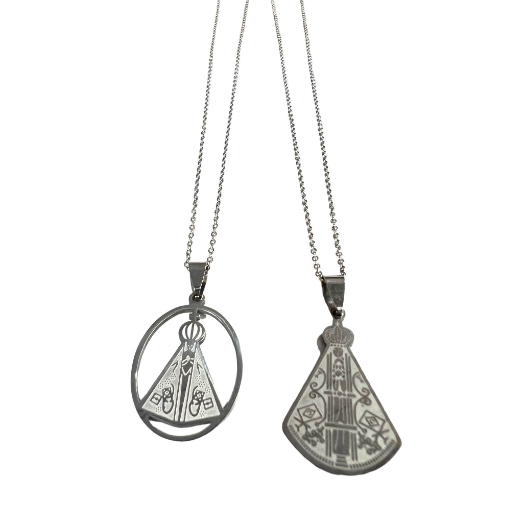 Colar de Nossa Senhora Aparecida em Aço Inox / Corrente inox e pingente inoxidavel (Não fica preto)
