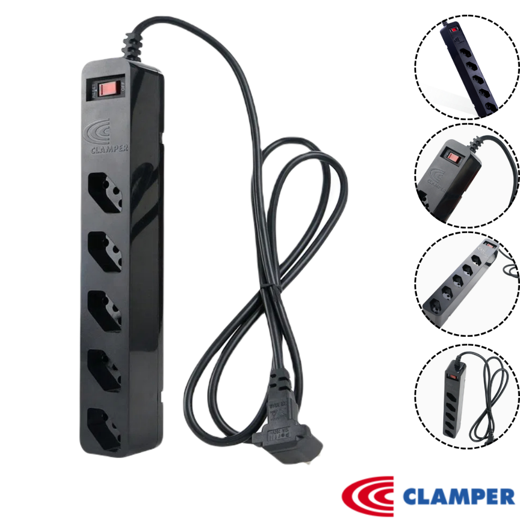 Filtro De Linha Protetor de Surto DPS iClamper Energia 5 Tomadas PRETO Clamper Original