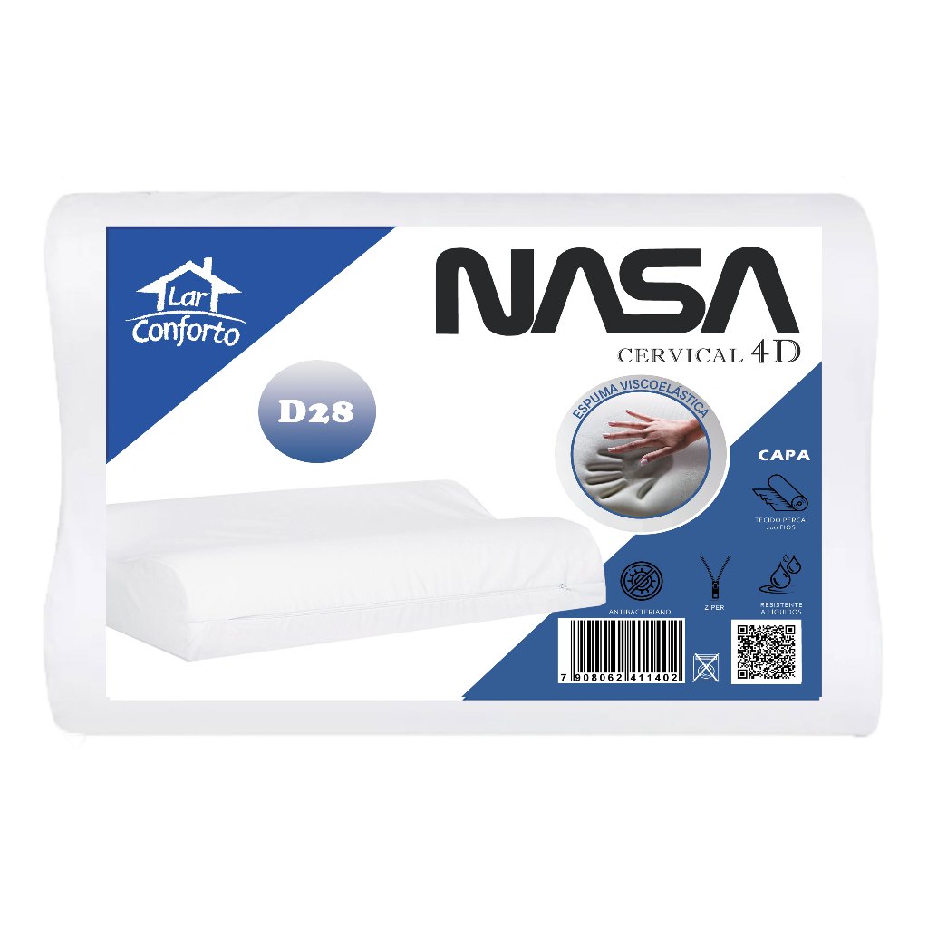 Travesseiro Nasa Cervical Ortopédico C/ Capa Zíper 200 Fios Altura 14cm - Lar Conforto em Oferta na Shopee