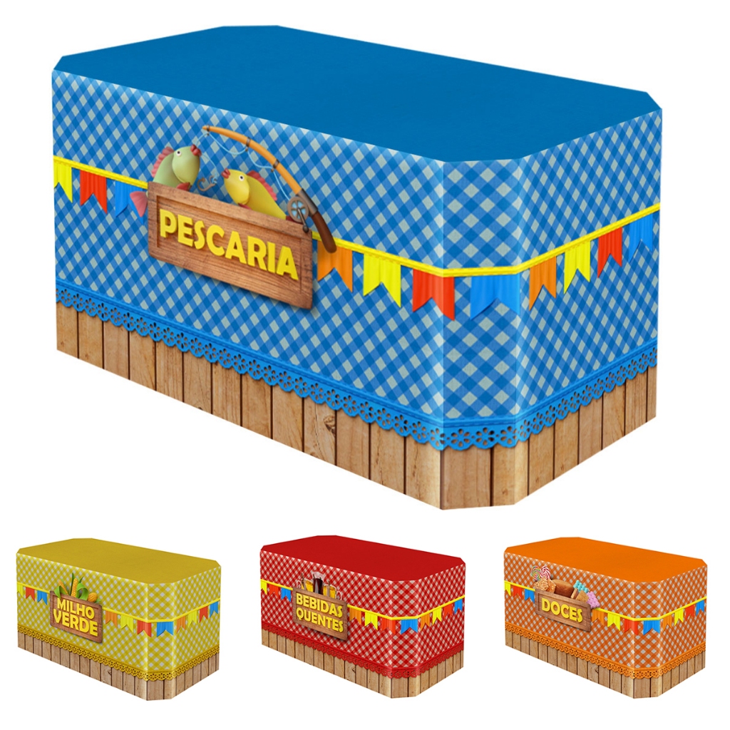Capa De Mesa Festa Junina Barracas Para Decoração De Arraia Em Tecido em Oferta na Shopee