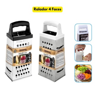 Ralador Fatiador Manual 04 Faces Aço Inox Original Line Resistente Legumes Verduras Temperos Queijo Restaurante Bar Hotel