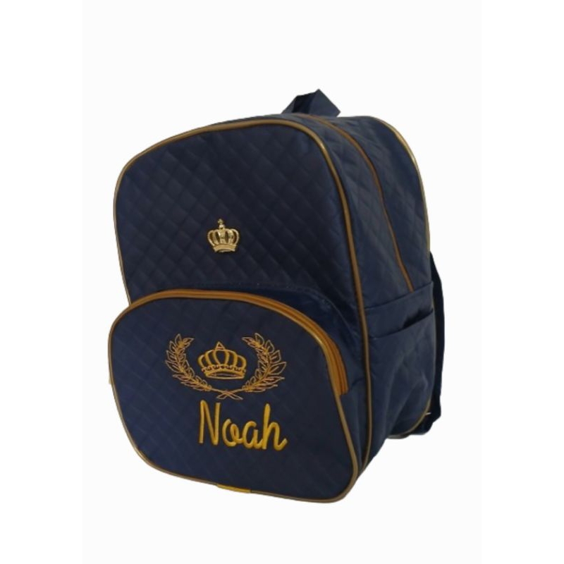 Mochila Personalizada Azul Marinho Com Dourado/Azul claro com dourado em Oferta na Shopee