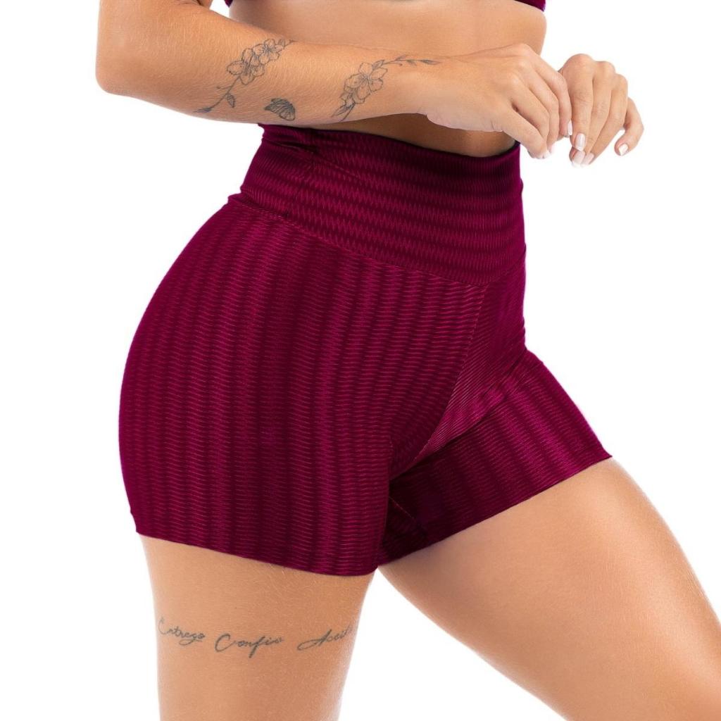 Shortinho Academia Short Fitness Cintura Alta Liso Básico Curto Não Enrola Nem Desce Leve Compressão