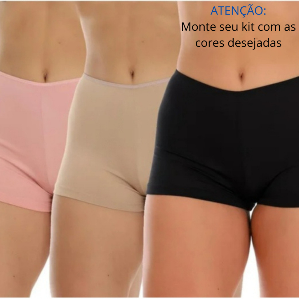 Kit 3 Anágua Short Curto Íntimo Segunda Pele Liso Feminino Short Para Saia e Vestido GJR Modas