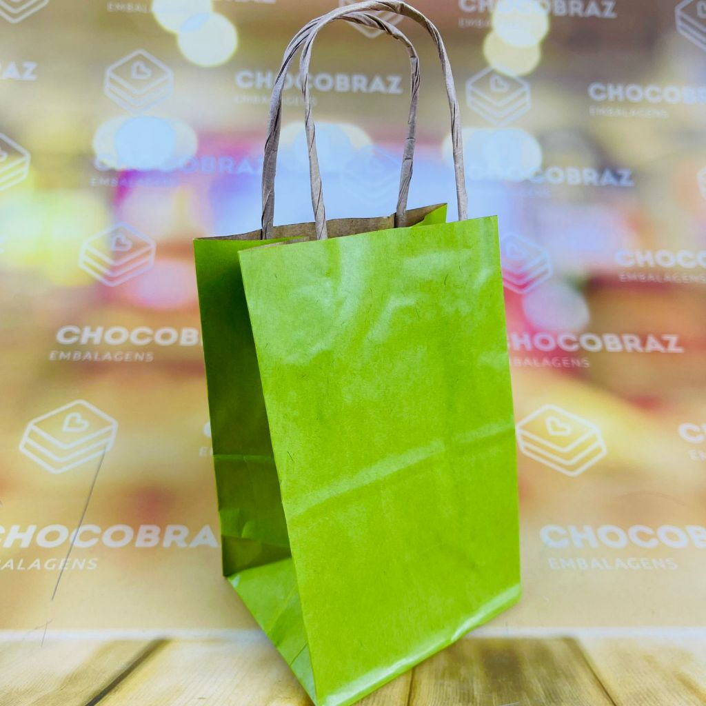 10~50 SACOLA PP KRAFT VERDE LIMÃO  9,5 X 7,5 X 14,5 (LC)  REF:5033