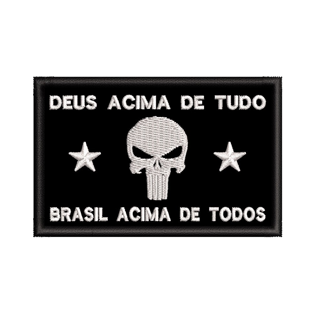 Patch Bordado - Deus Acima de Tudo Caveira